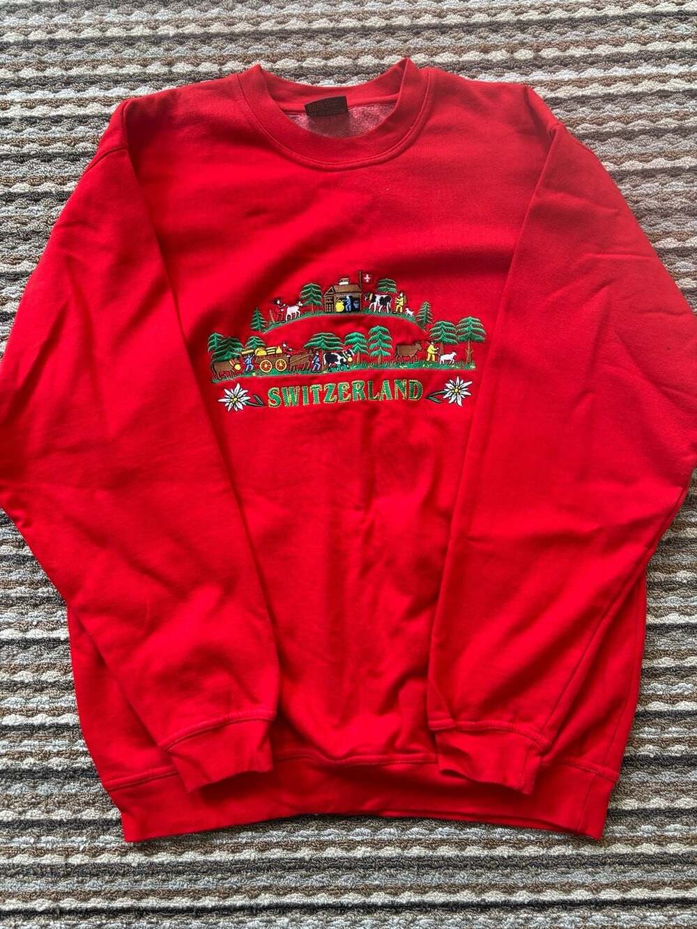 Ronweil Swiss Styled Red Embroidered Sweatshirt